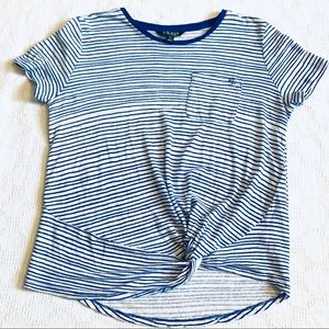 Ralph Lauren Striped Front Knot Pocket T-shirt